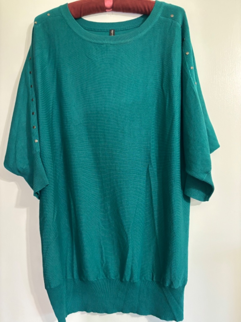 MASSINI Green Knit Embellished Tunic 1X